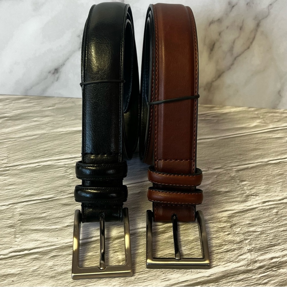 1 Black, 1 Brown Leather Belts - Set of 2